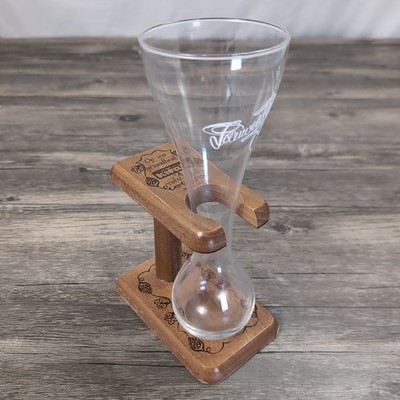 Pauwel Kwak Belgian Beer Glass w/ Wooden Stand Holder Pub Bar Display Set