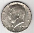 1967 P KENNEDY HALF DOLLAR SILVER .400 UNITED STATES OF AMERICA FIFTY CENTS .50¢