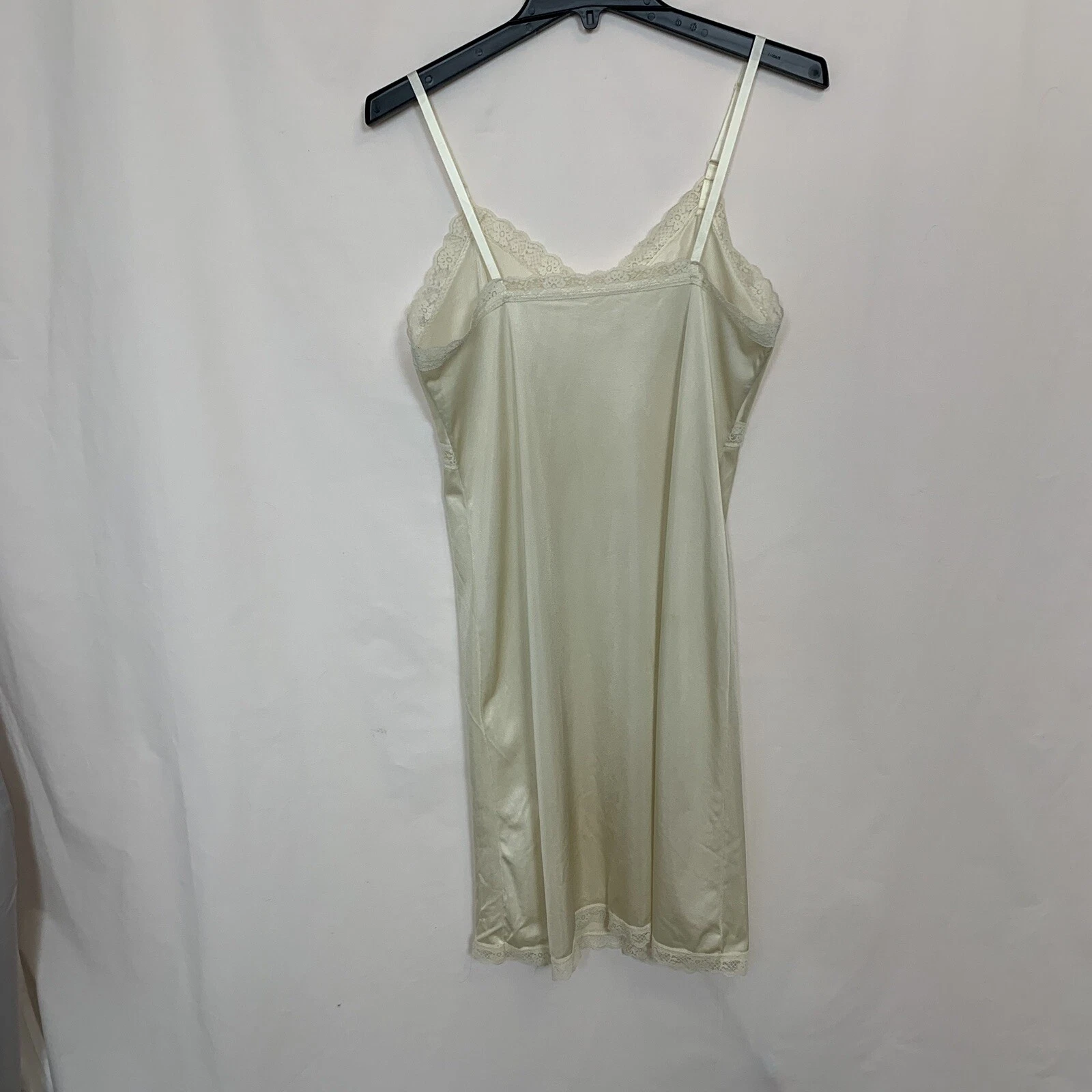 OFF WHITE Abito intero Camelot vintage donna taglia 34 bianco sporco slip con spalline regolabili in pizzo