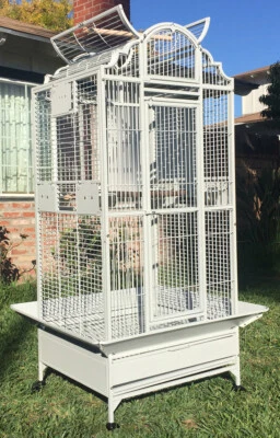 MCAGE Large Elegant Wrought Iron Open Dome Top Perch Stand Parrot Macaw Amazon Cage