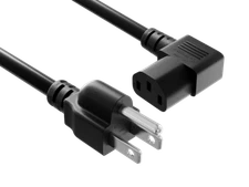 15ft NEMA 5-15P to C13 Right Angle Universal Power Cord, 18 AWG, SVT, 10A/125...