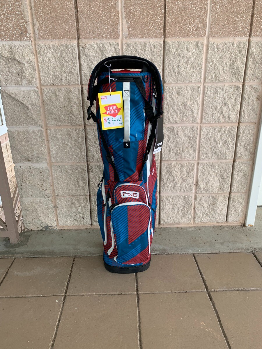 PING HOOFER LITE STAND GOLF BAG, STARS AND STRIPES, SHOP WORN (OK-23) MAKE  OFFER