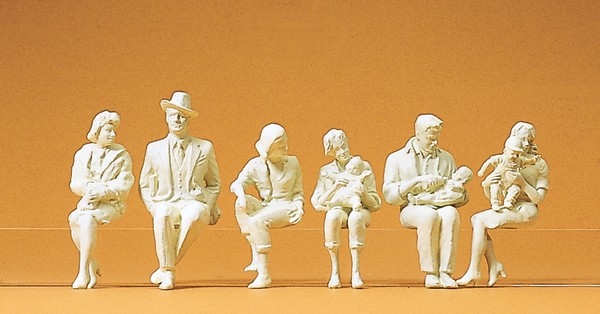 Preiser 45179 Sitzende Personen, 6 Unbemalte Figuren, FüR Lgb, 1:22,5-image