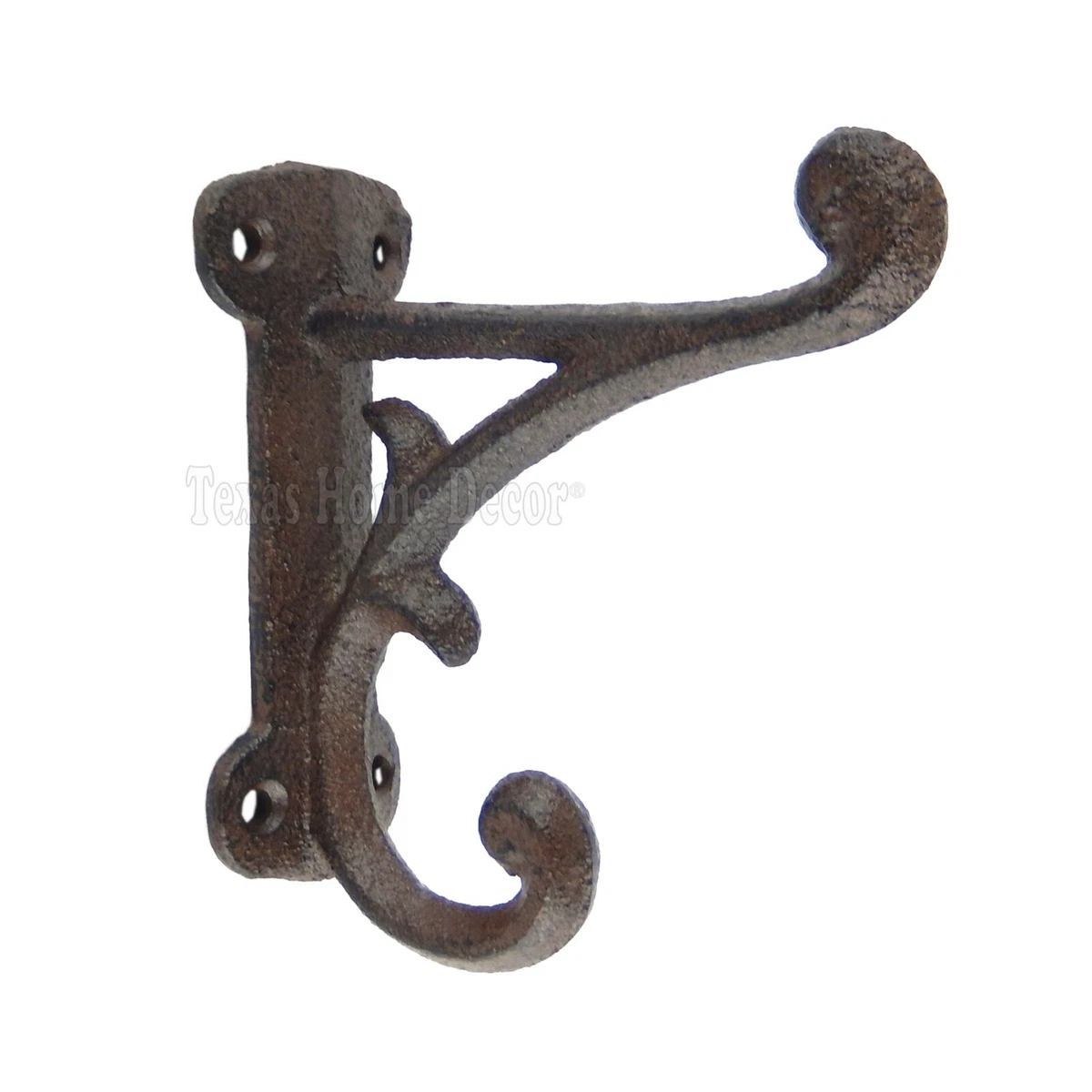 Rustic Double Wall Hook Vines Cast Iron Towel Coat Key Hanger Antique Style