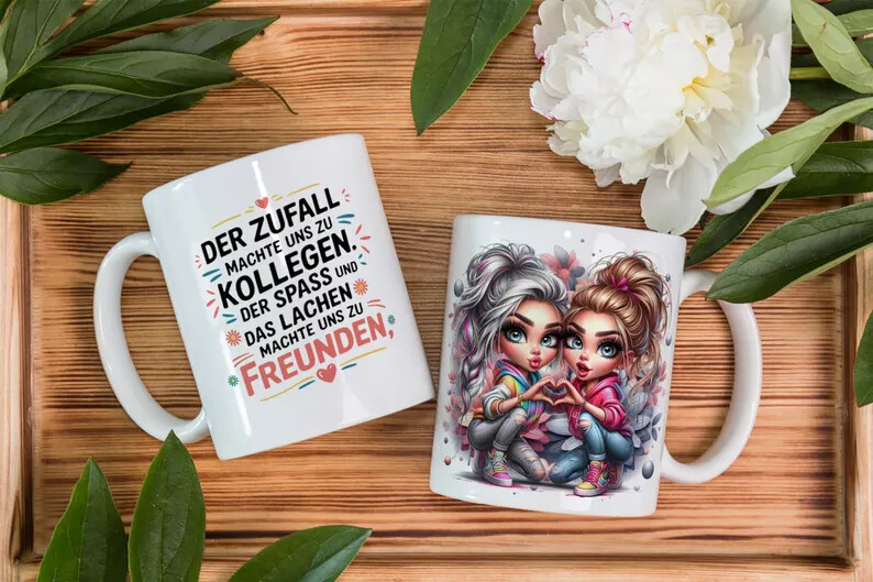 Kolleginnen-Tasse – „Der Zufall machte uns zu Kollegen … der Spaß zu Freunden“