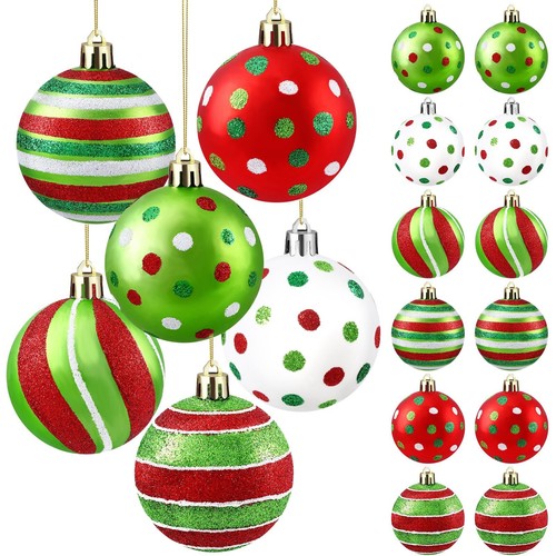 18pcs Christmas Balls Ornament 2.4 Inch Glittering Hanging Xmas Balls for Tre...