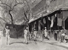 1928 Original INDIA Jaipur Street Dyers Cleaners Laundry Photo Art By HURLIMANN