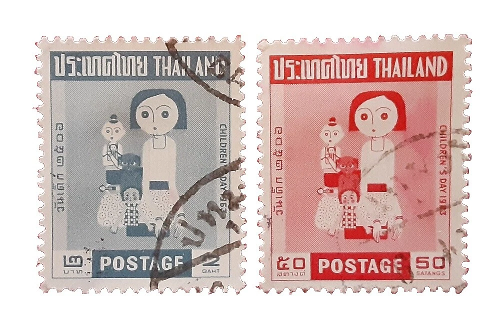 Estampillas postales de varios colores tailandés