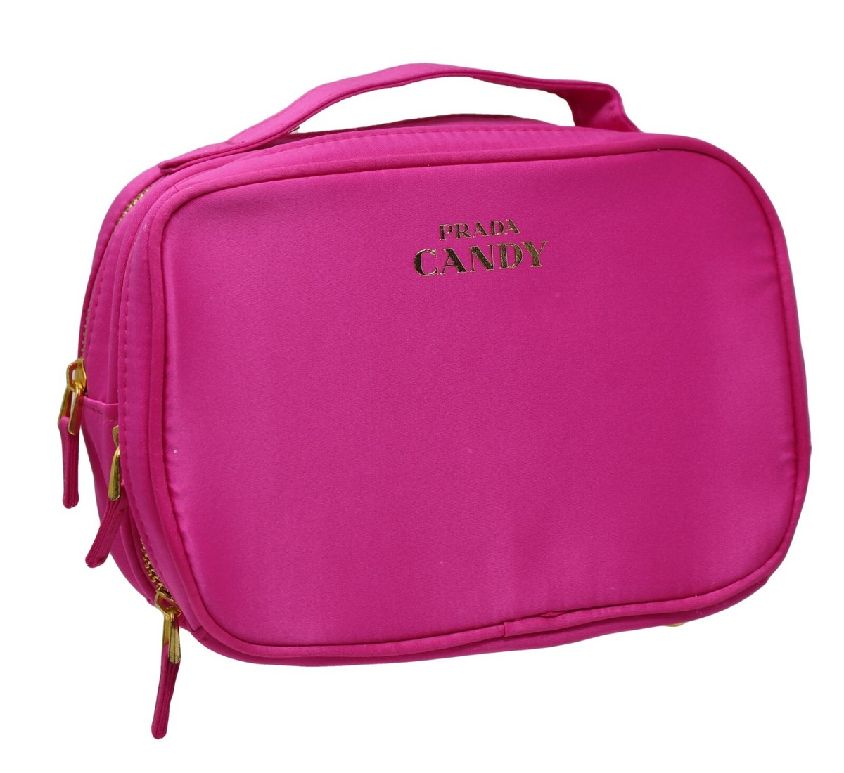 PRADA CANDY Pink Makeup Pouch Double Zip Travel Bag Cosmetic