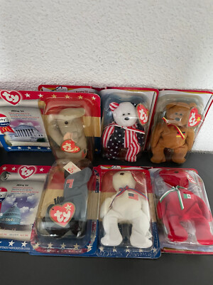 ty beany MC Donalds Teddy Trio USA Germania Spangle Osito Blisterverpackung