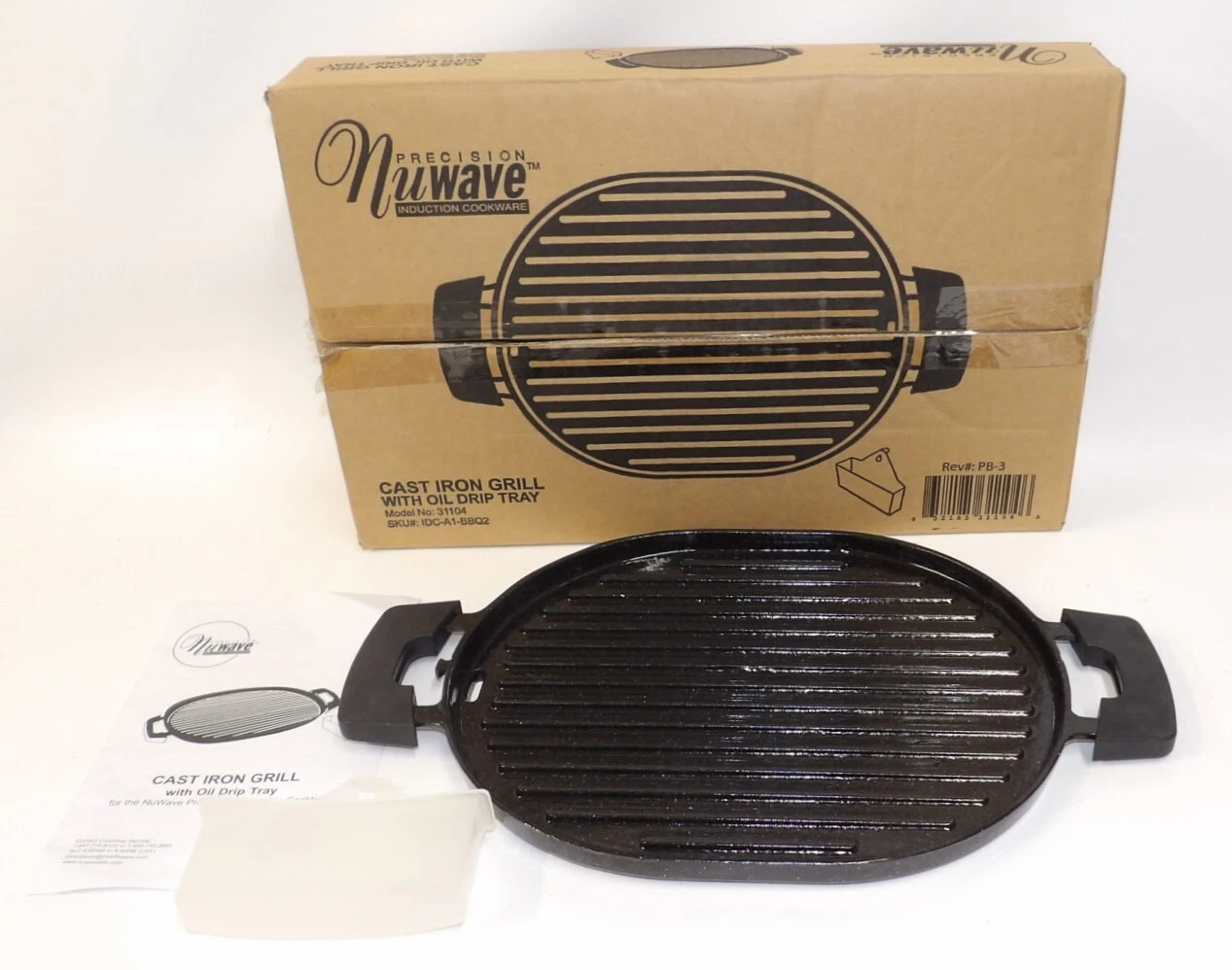 NuWave Precision Induction Cooktop Cast Iron Grill w/ Oil Drip Tray Model 31104