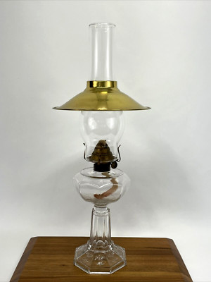 Antique Vtg Victorian Art Deco Glass Oil Lamp Nautical Ship Country Farmhouse