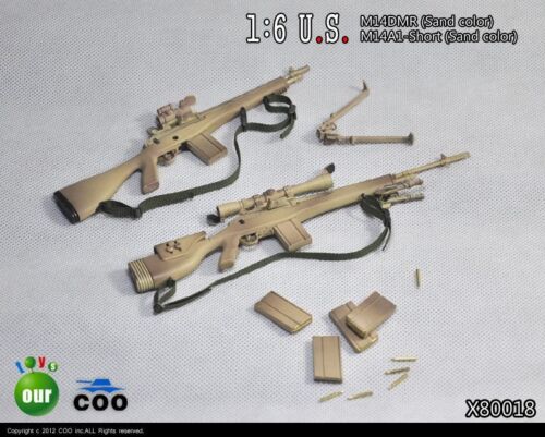 COOMODEL COO US Military Sand M14 DMR & M14A1-Short Sniper Rifle Set 1/6 - Afbeelding 1 van 6