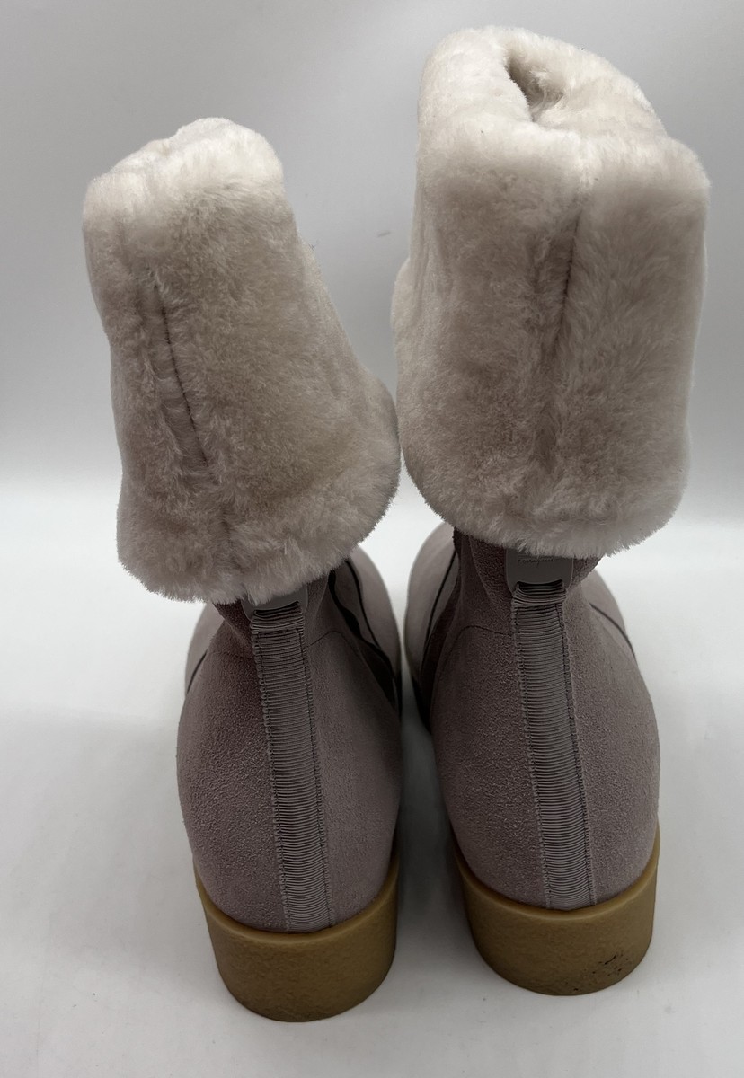 Salvatore Ferragamo グレージュ/リアルファー ロングブーツ Salvatore Ferragamo グレージュ/リアルファー ロングブーツ