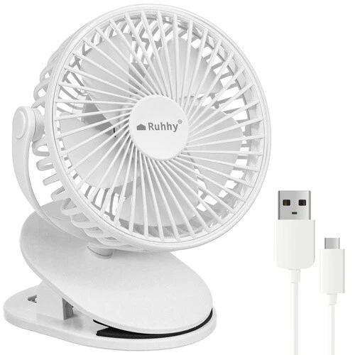 Ventilatore USB Ricaricabile 2000mAh, 4 Velocità Con Display LED, Portatile Per Casa, Ufficio E Campeggio (Beige) - 2