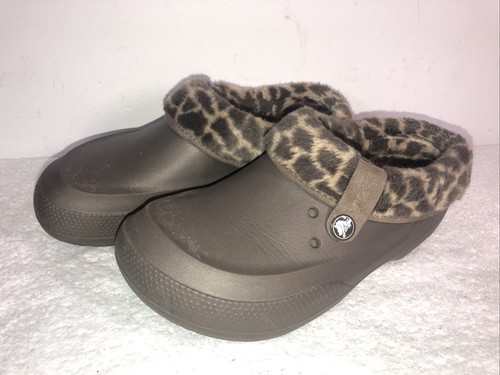 fur lined leopard print crocs