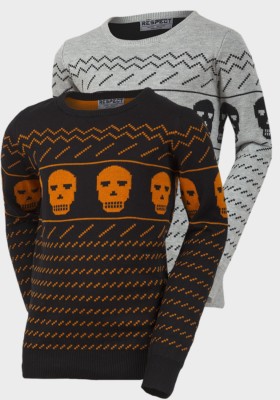 Jungen Halloween Strickpullover Totenköpfe schwarz grau verschiedene Alter 8 - 13 Kostenloser Versand + Verpackung