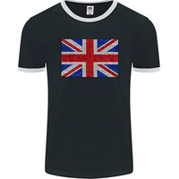 Mosaic Union Jack Flag Great Britain UK Mens Ringer T-Shirt FotL