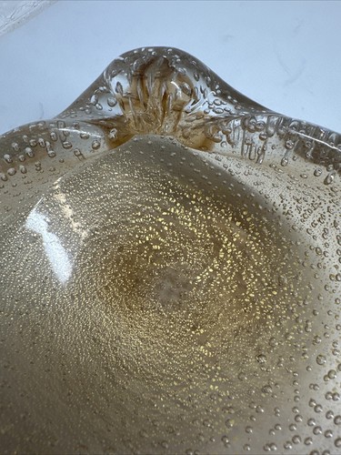 Murano Glass Dish Bullicante Shell by Flavio Poli Vintage Bubble Ashtray - Picture 13 of 17