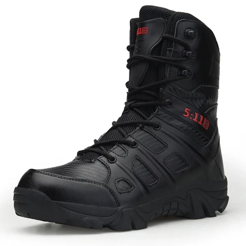 Hombres Botas Militares de Cuero Zapatos de Combate de Parte Superior Alta Aire Libre Montaña Nieve Tenis - Imagen 21 de 36