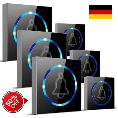 SOL-TEC Funk Türklingel Funkklingel Set Haustür Klingel IP54 Wasserdicht Außenbereich