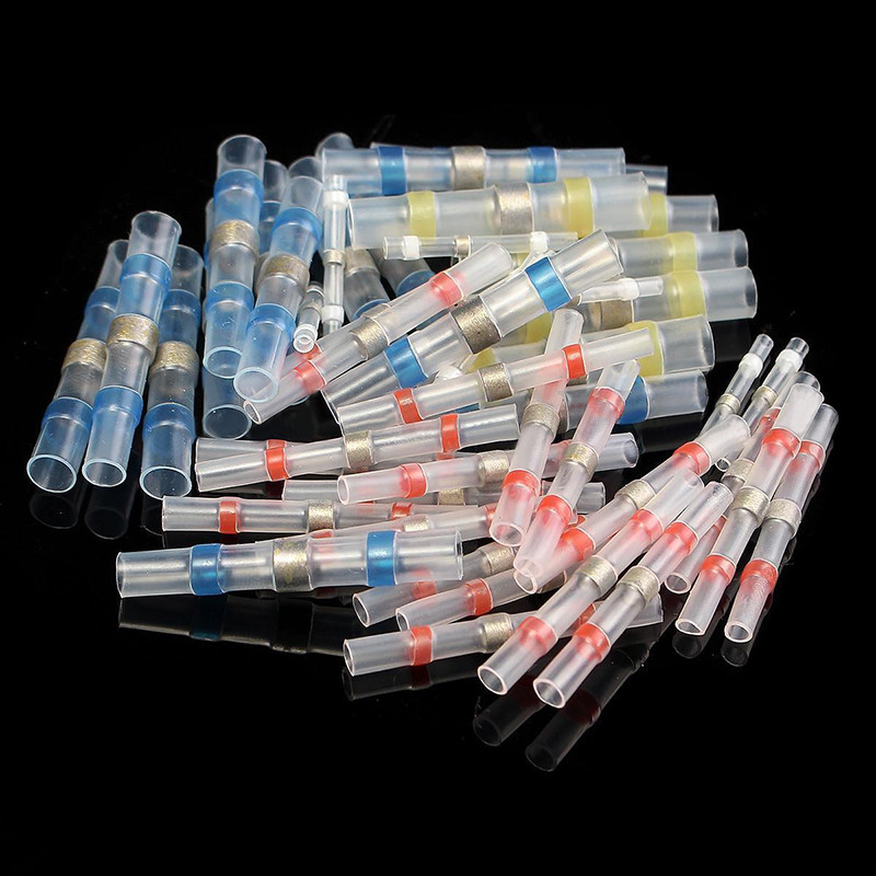 Zhufas Lötverbinder, 800 Stk Schrumpfschlauch Set, Kabelverbinder Wasserdicht, 5 types Wärmeschrumpf Stoßverbinder Schmelzverbinder Geschweißte Connector Kit für Automobil, Marine, Boot, Motorrad