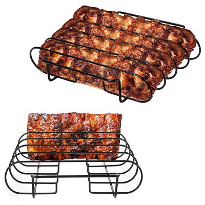 Stainless Steel Rib Rack Holds Up To 4 Full Racks Of Ribs For Smoking Smoker Rac
