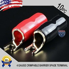 4 Gauge Gold Spade Fork Terminal 10 pack Wire Crimp Insulated 5/16 connector AWG