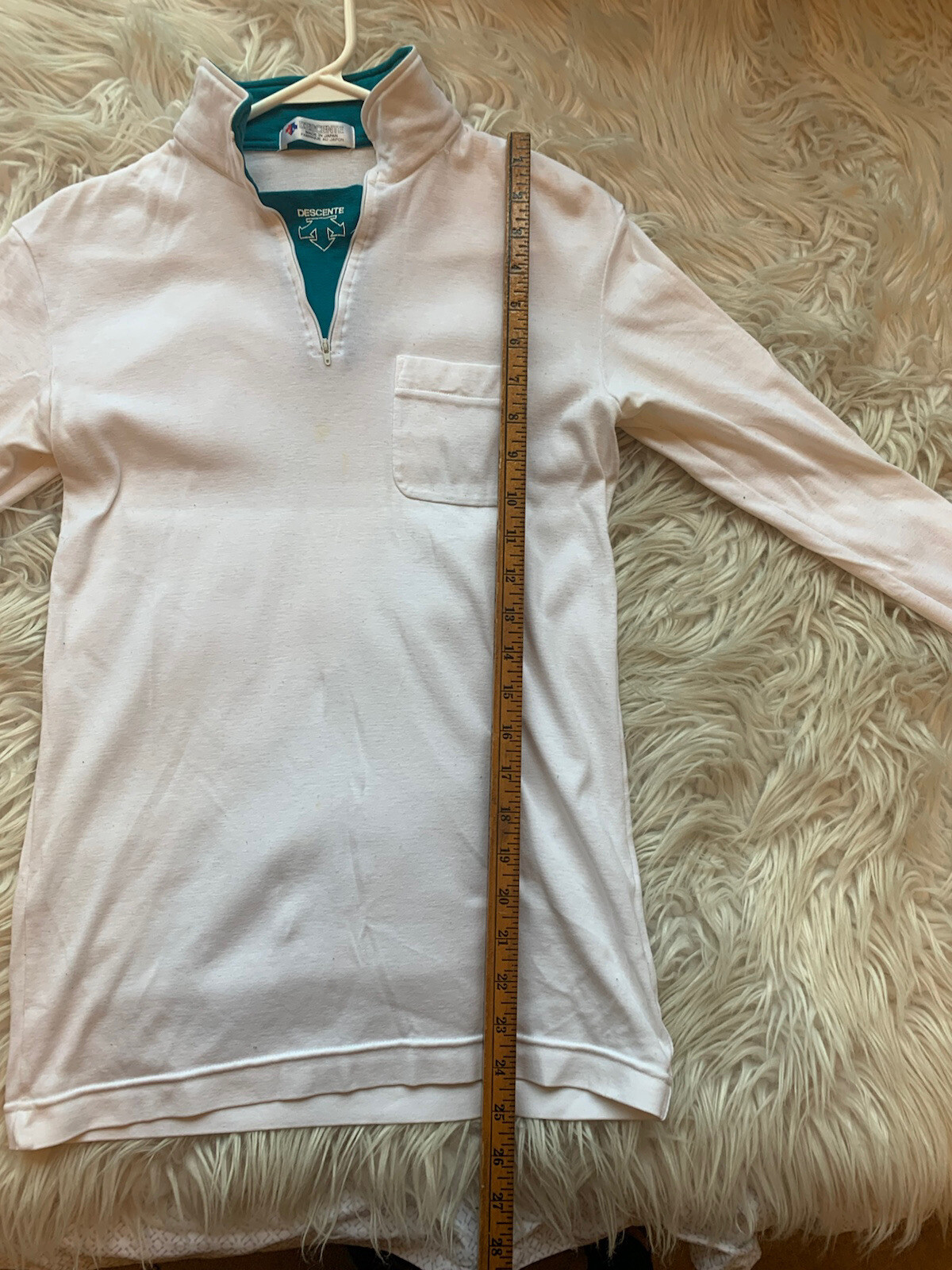 Descente Ski Quarter Zip pullover White mens size S vintage eBay