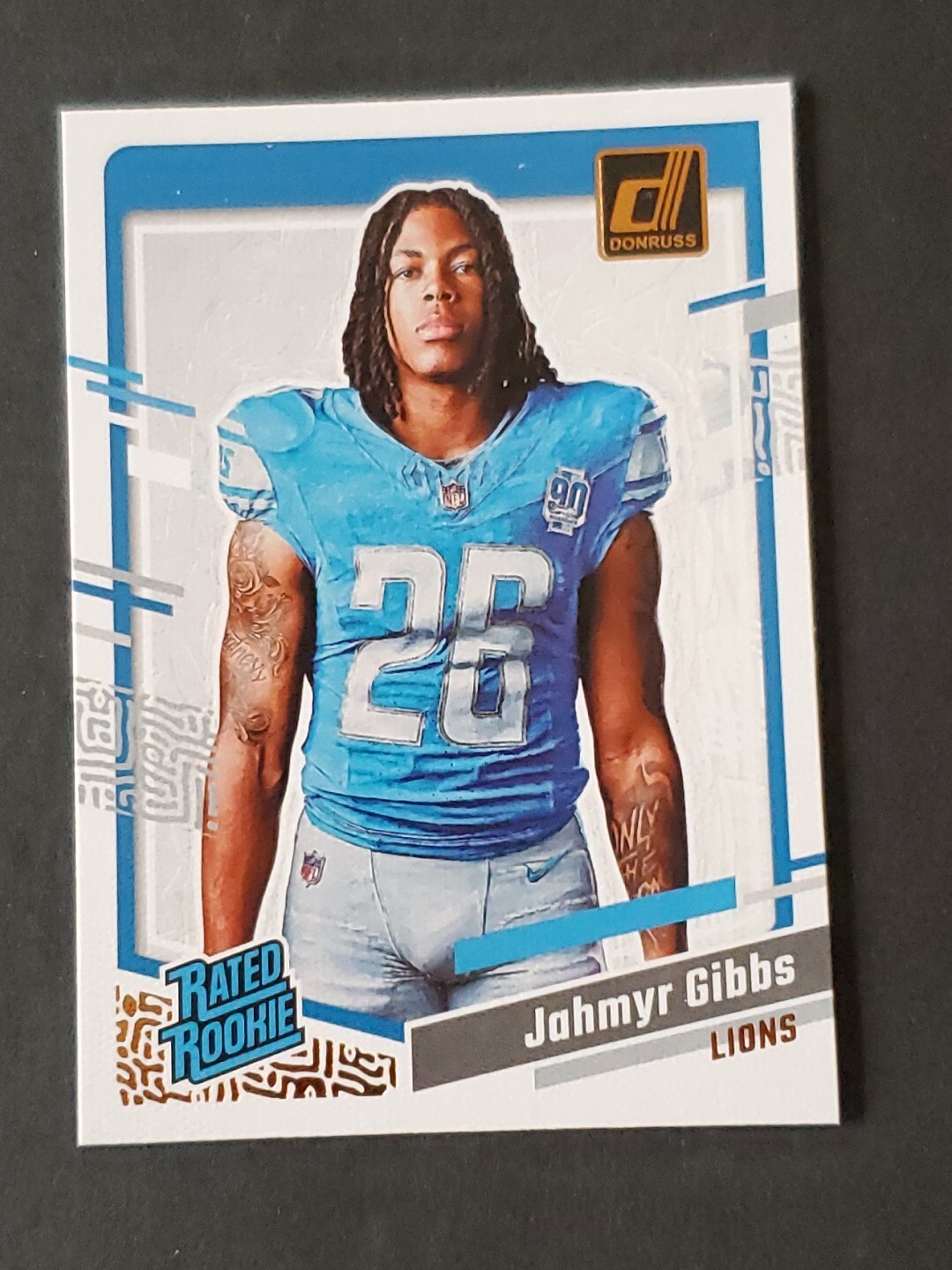 JAHMYR GIBBS 2023 Panini Donruss Rated Rookie Portraits #9 Detroit Lions