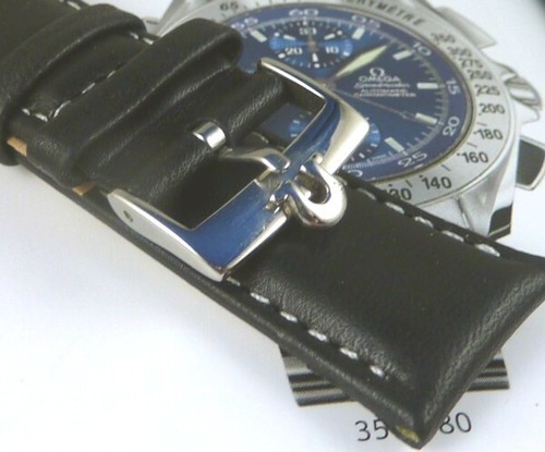 Vintage OMEGA 18mm Buckle 20mm white stitched Strap fits Omega Speedmaster - Picture 7 of 7