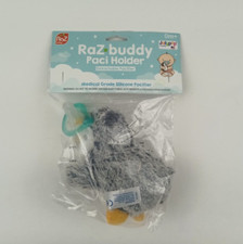 New RaZ Buddy Jollypop Plush Penguin Paci Holder Detachable Silicone Pacifier