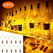10Pcs Wine Bottle Cork Fairy String Light 2M 20LED Lights Battery Operated Party