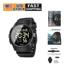 Ultra-Light Waterproof Digital Watch for Men - Stopwatch, Timer & Alarm Function