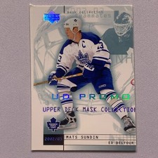 Mats Sundin Ed Belfour 2002-03 Upper Deck Mask Collection Promo MISCUT