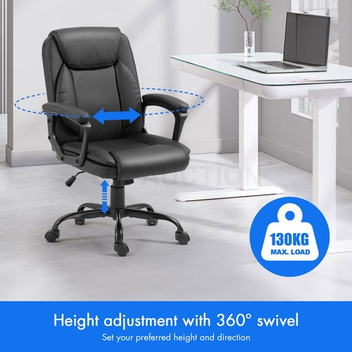 NEADER Ergonomic Office Chair Computer Executive Armchair Adjust Swivel PU Black - Picture 2 of 9