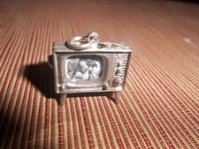 THE BEATLES STERLING SILVER MODEL 1960's TV SET CHARM WITH PHOTO OF THE BEATLES