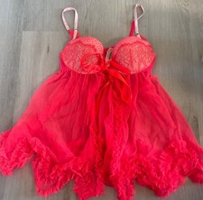 NWT Victorias Secret 36b Hot Pink Lingerie Baby Doll Top