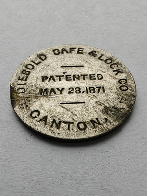Vintage Diebold Lock Nose Plug Safe Dial Cover Canton Ohio Patented May 23, 1871