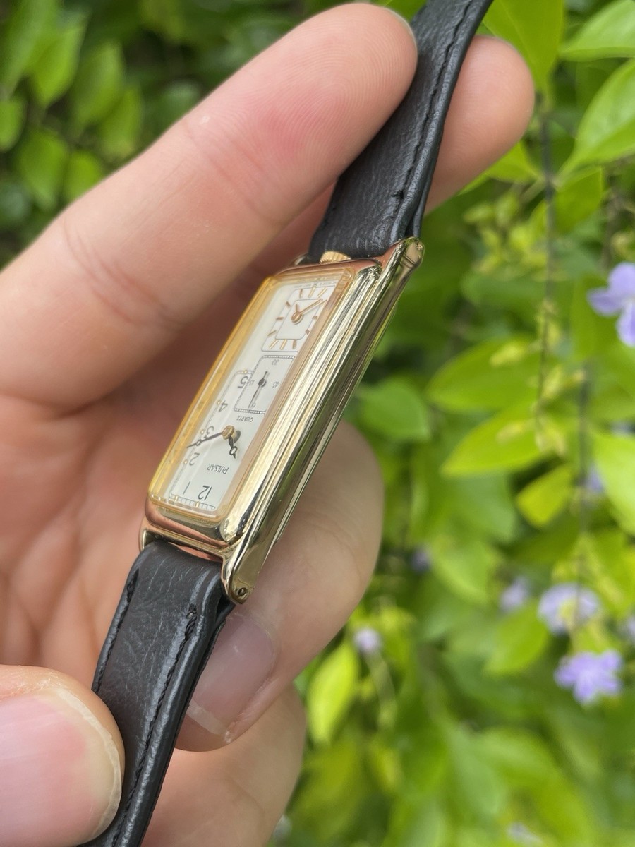 Rare 1990s Pulsar (Seiko) WWW2-5000 R0 Dual Time Mens Tank Dress