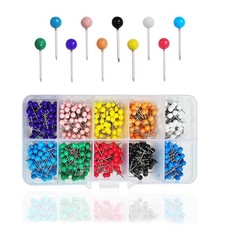 600 PCS Colored Push Pins Map Tacks, Colorful Round Pin, 10 Colors