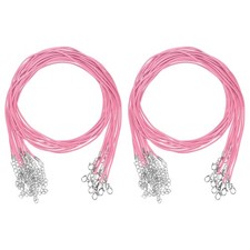 20 Pack 24" Waxed Necklace Cord, 1.5mm Bracelet Cord with Lobster Clasp Pink 