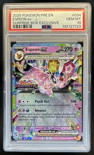 2025 Pokemon Prismatic Evolutions Espeon ex Promos Surprise Box #034/131 PSA 10