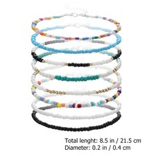 8pcs Colorful Beads Anklets Summer Female Foot Chain Chic Jewelry for Beach