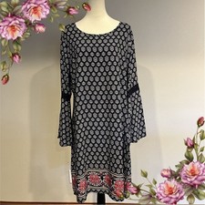 Boat neckline bell sleeve knee length plus size dress