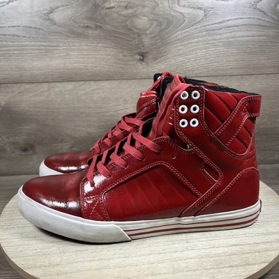 Chaussures SUPRA Cutler Cabernet Patent Hautes - Taille 8.5 Homme - Bordeau Verni