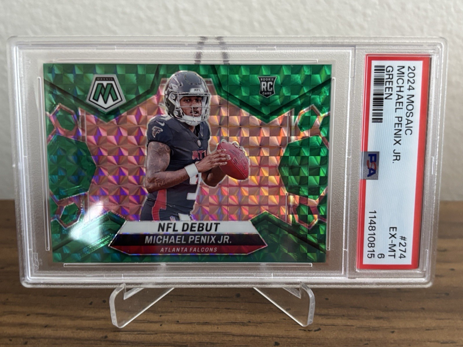 2024 Panini Mosaic NFL Rookie Michael Penix Jr Green Prizm RC #274