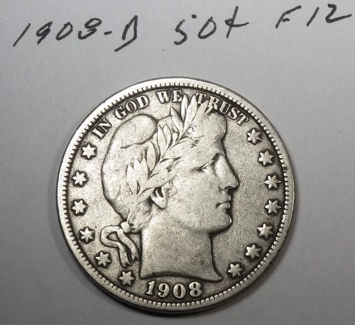 1908-D Barber Half Dollar Fine