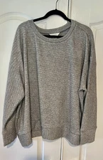 CJ Banks Christopher & Banks Sweater Plus Size 3X Gray Soft Ribbed Knit Top NWT