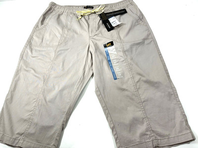 NEW LEE RIDERS Skimmer Mid Rise Capri Womens  Sz 16Med Beige Stretch MSRP $48
